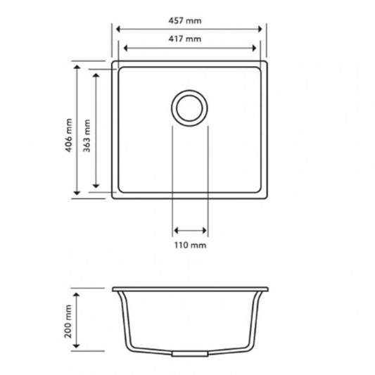 457x406mm White Granite Single Bowl Kitchen Sink image 1