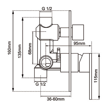 LUDIC PIN Chrome Diverter Mixer image 1