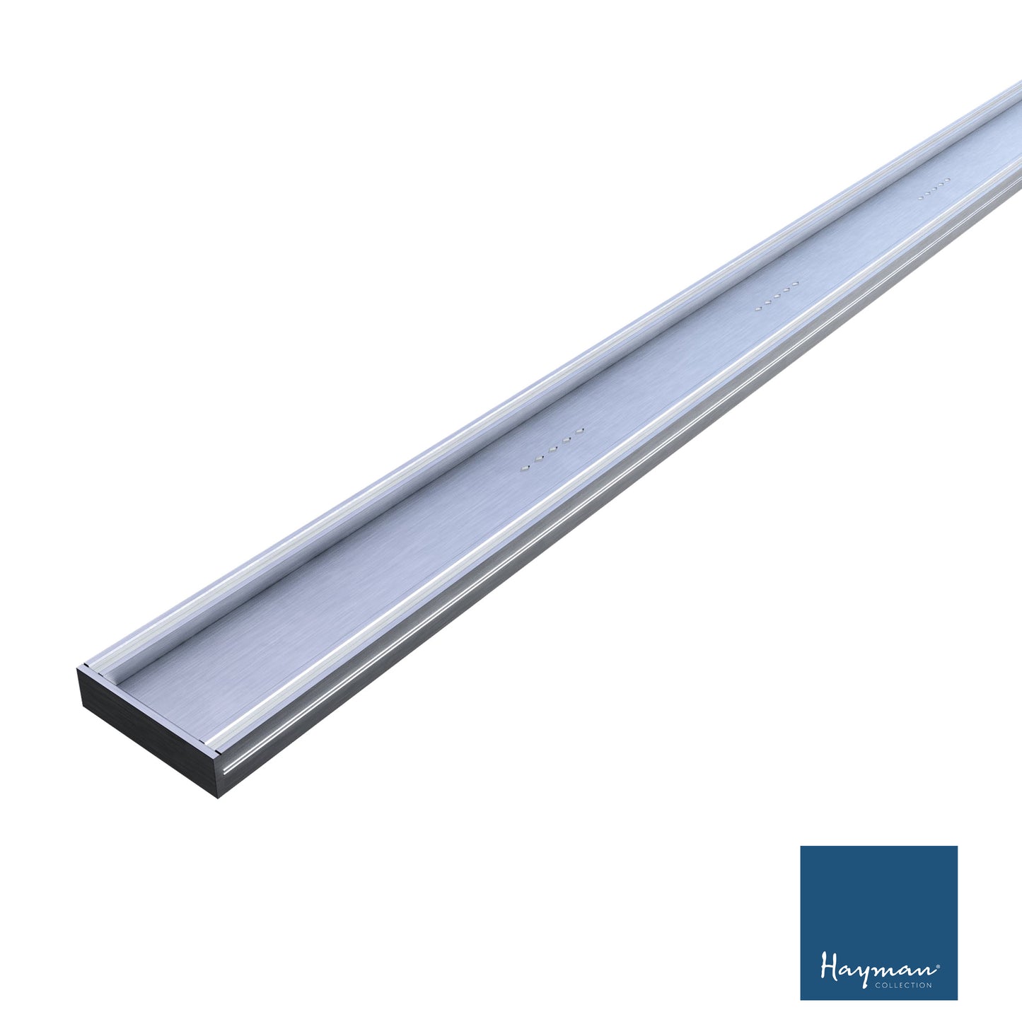 HAYMAN Aluminium Tile In Drain 100mm x 26mm Brushed Silver (Per Metre) image 0