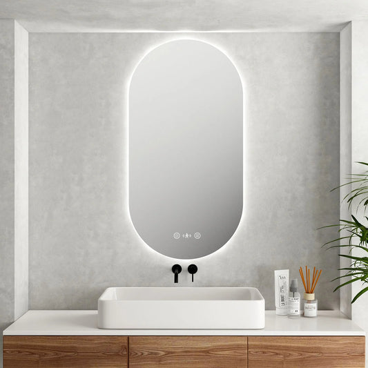MERCIO Luna LED Oval Mirror 500 x 900mm - with Adjustable LED Lighting image 0