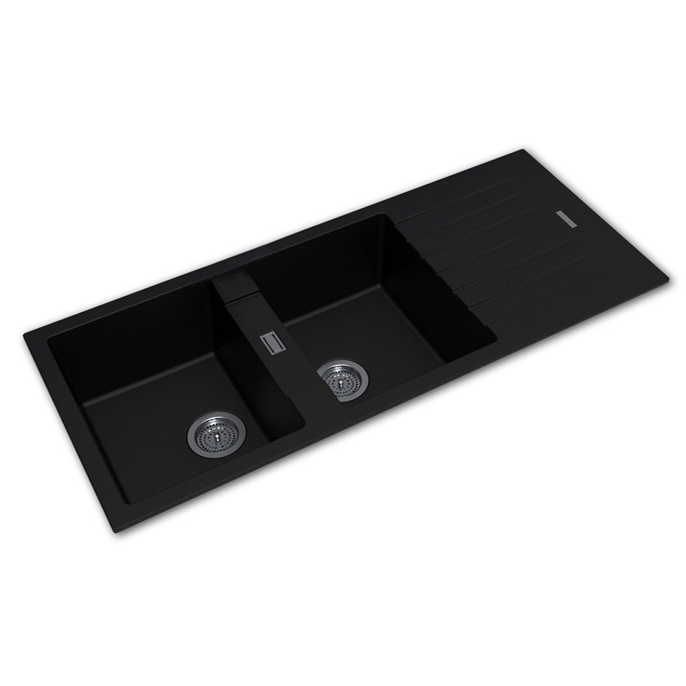 1160x500x200mm Black Granite Double Bowl Kitchen Sink image 0
