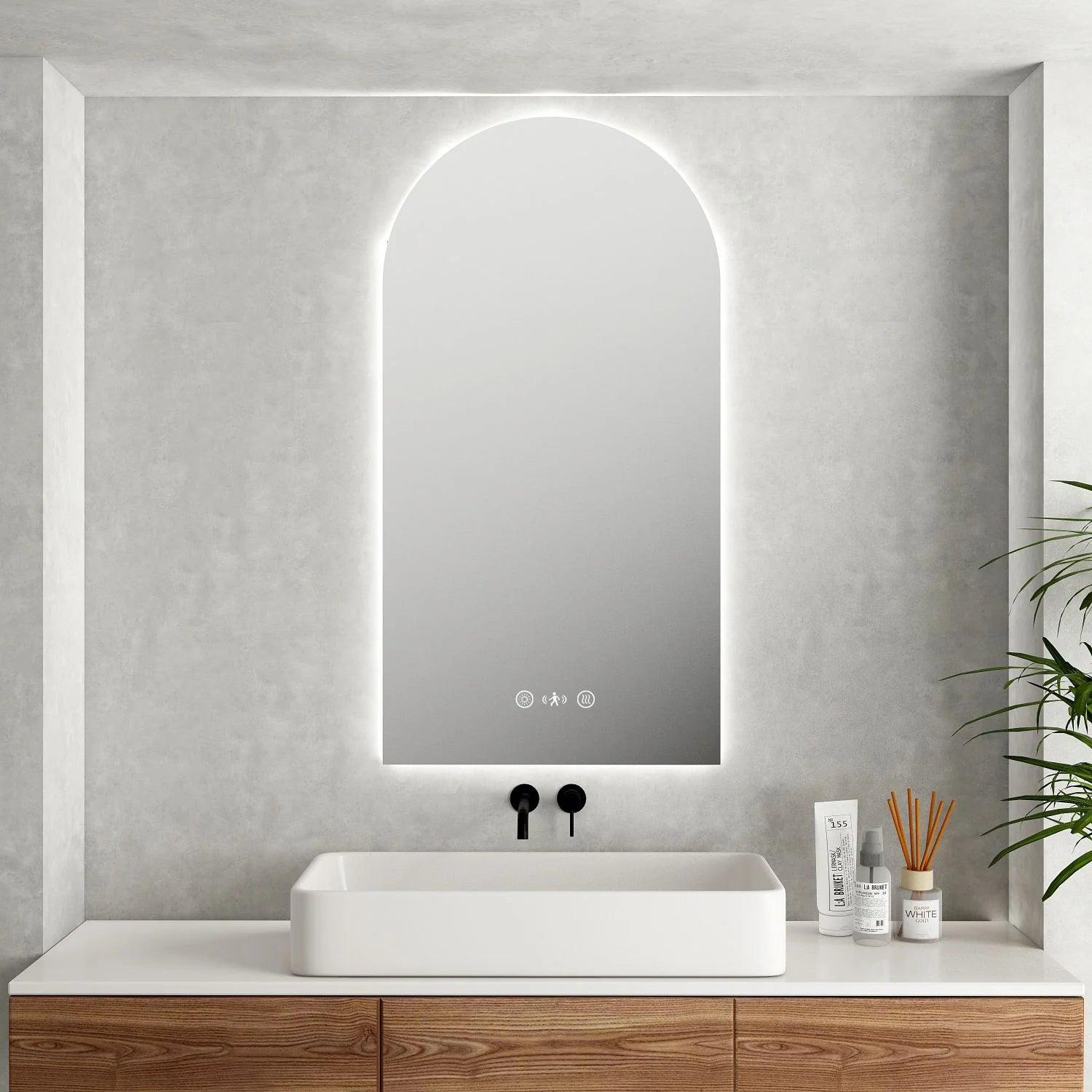 MERCIO Luna LED Arch Mirror 600 x 900mm - with Adjustable LED Lighting image 0