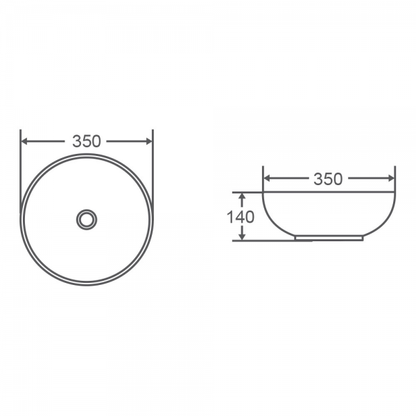 MERCIO Asti 87 Counter-top Round Basin - Matt Black image 2