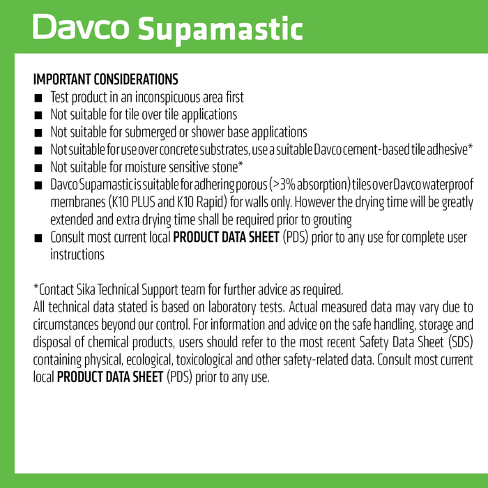 Davco 15L Supamastic Tile Adhesive (Pick-Up Only)