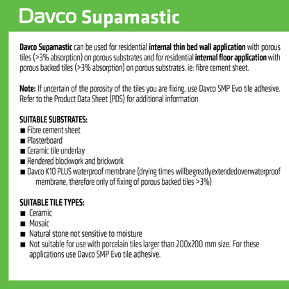 Davco 15L Supamastic Tile Adhesive (Pick-Up Only)